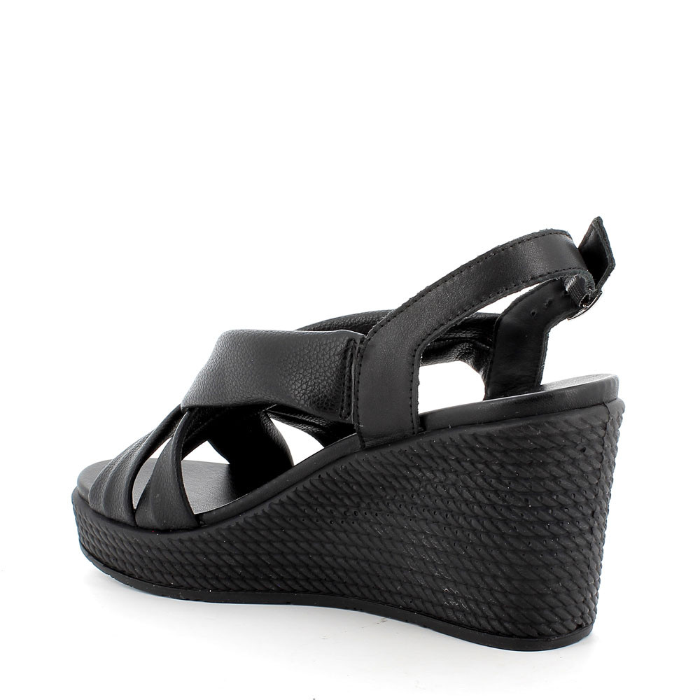 Sandali Estivi Igi&co Scarpe Con Zeppa Nera Sandalo Con Zeppa In Pelle Da Donna Nero