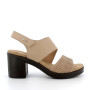Beige woman's heel leather sandal Beige woman's heel leather sandal