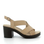 Beige woman's heel leather sandal Beige woman's heel leather sandal