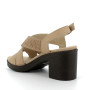 Beige woman's heel leather sandal Beige woman's heel leather sandal