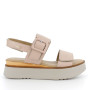 Powder pink woman's leather wedge sandal Powder pink woman's leather wedge sandal