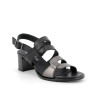 Dark grey-black woman's heel leather sandal Dark grey-black woman's heel leather sandal