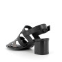 Dark grey-black woman's heel leather sandal Dark grey-black woman's heel leather sandal