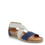 Blue-beige woman's leather wedge sandal Blue-beige woman's leather wedge sandal