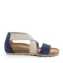 Blue-beige woman's leather wedge sandal Blue-beige woman's leather wedge sandal