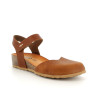Cognac woman's leather wedge sandal Cognac woman's leather wedge sandal