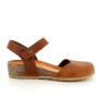Cognac woman's leather wedge sandal Cognac woman's leather wedge sandal
