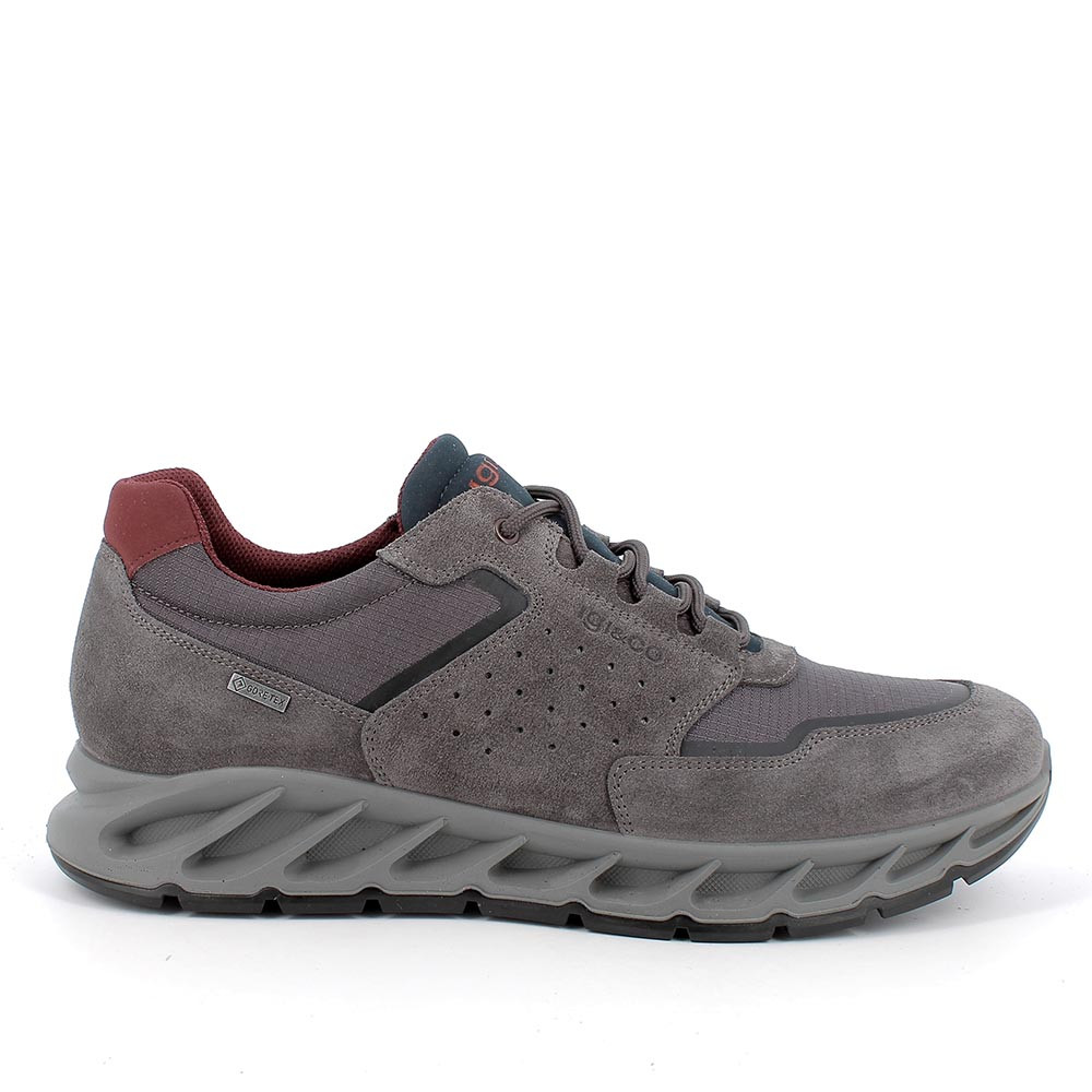 Sneakers caballero con forro gore-tex en piel gris oscuro