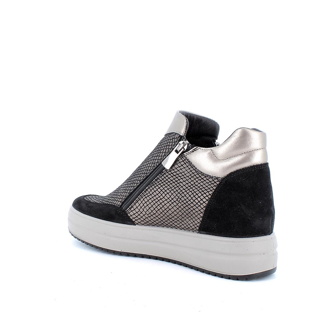 Scarpe con zeppa interna in pelle da donna bronzo nero