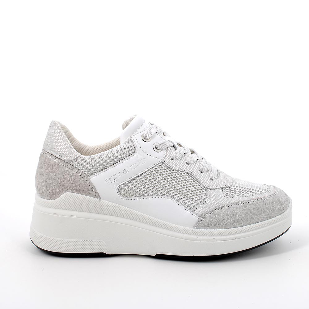 Sneakers argento con discount zeppa