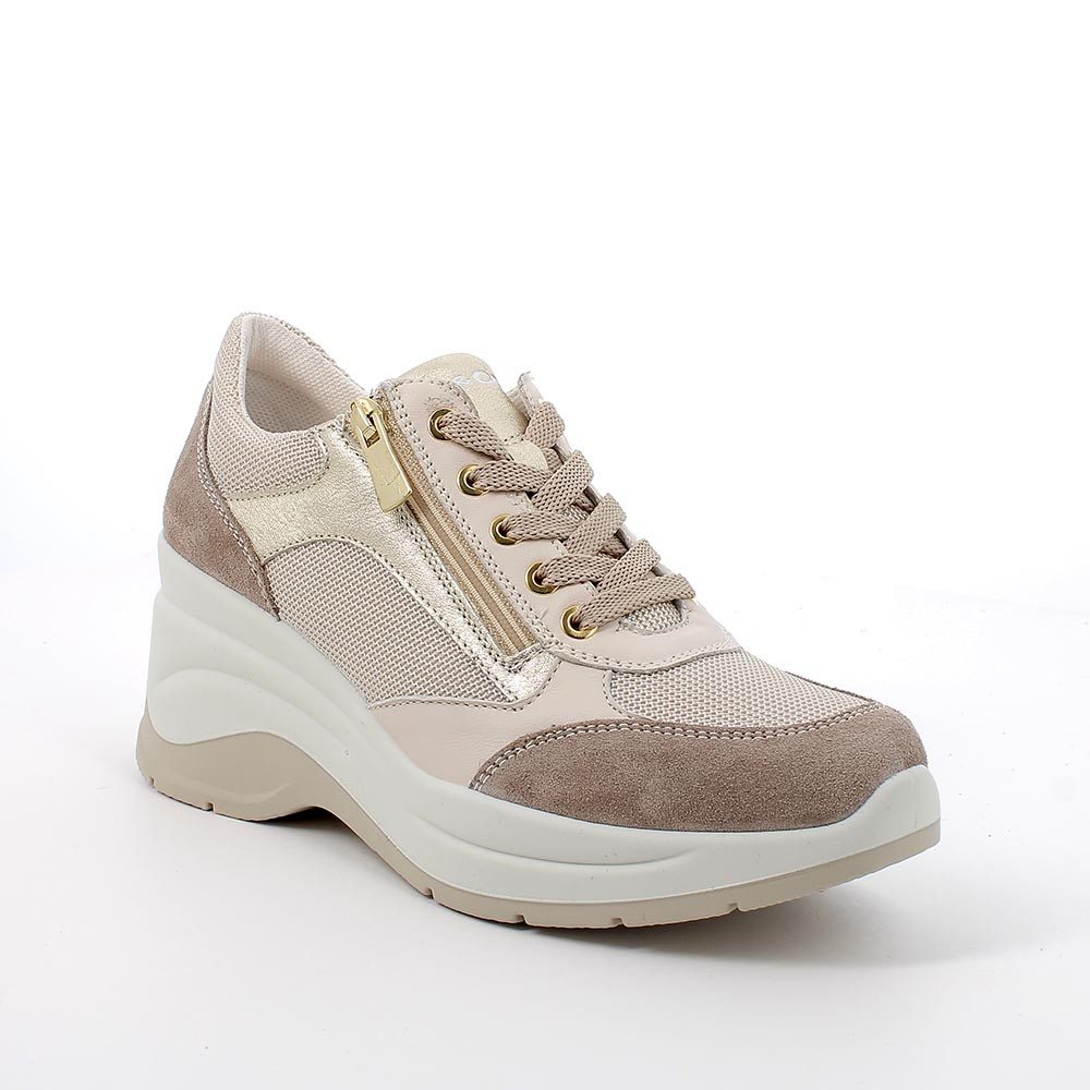 Scarpe da ginnastica con top zeppa bianche