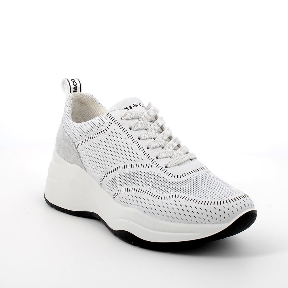 Sneaker con zeppa in pelle da donna bianco
