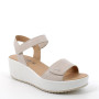 Sandal with wedge in leather for lady  off-white Sandal with wedge in leather for lady  off-white