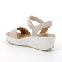 Sandal with wedge in leather for lady  off-white Sandal with wedge in leather for lady  off-white