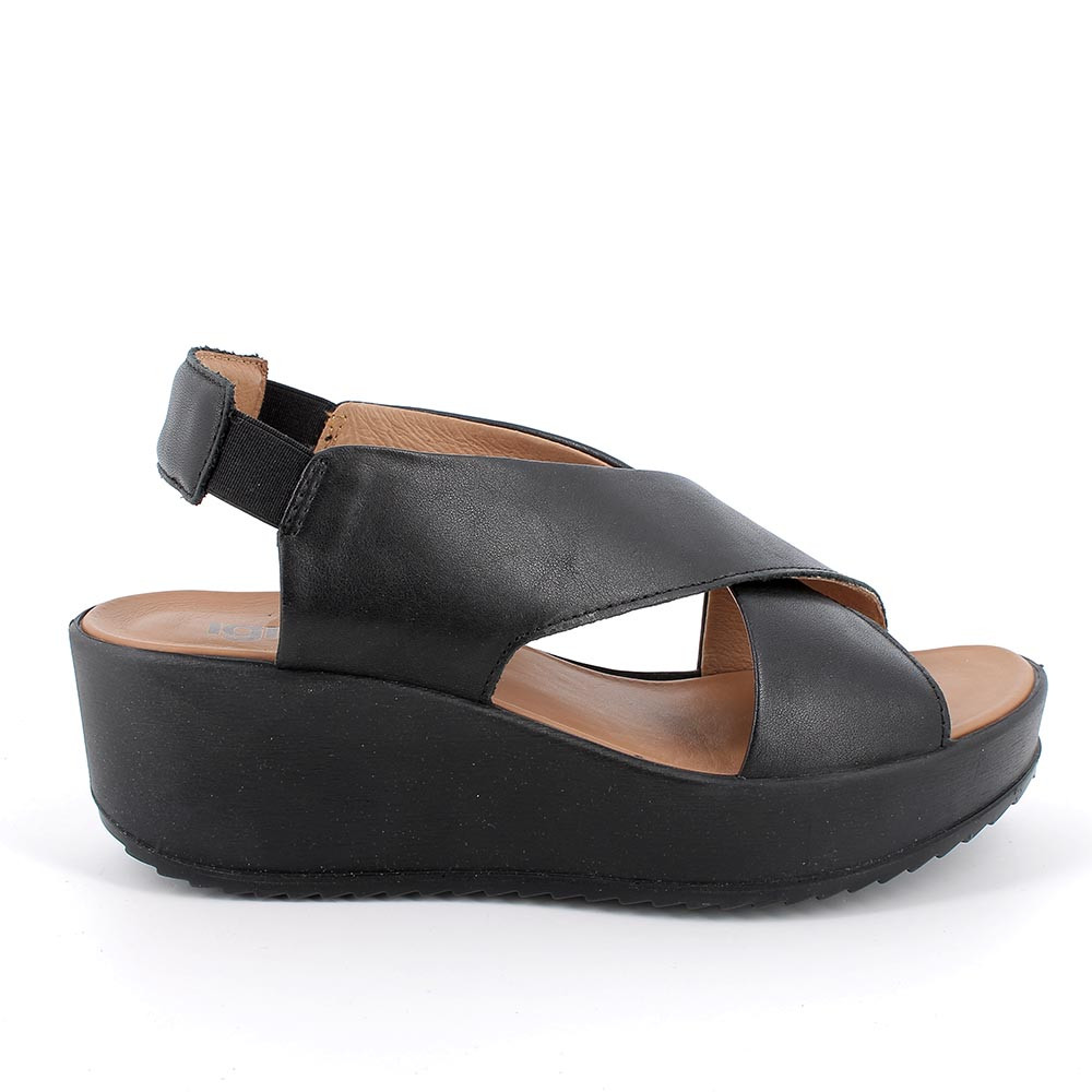 Soft leather top wedge sandals