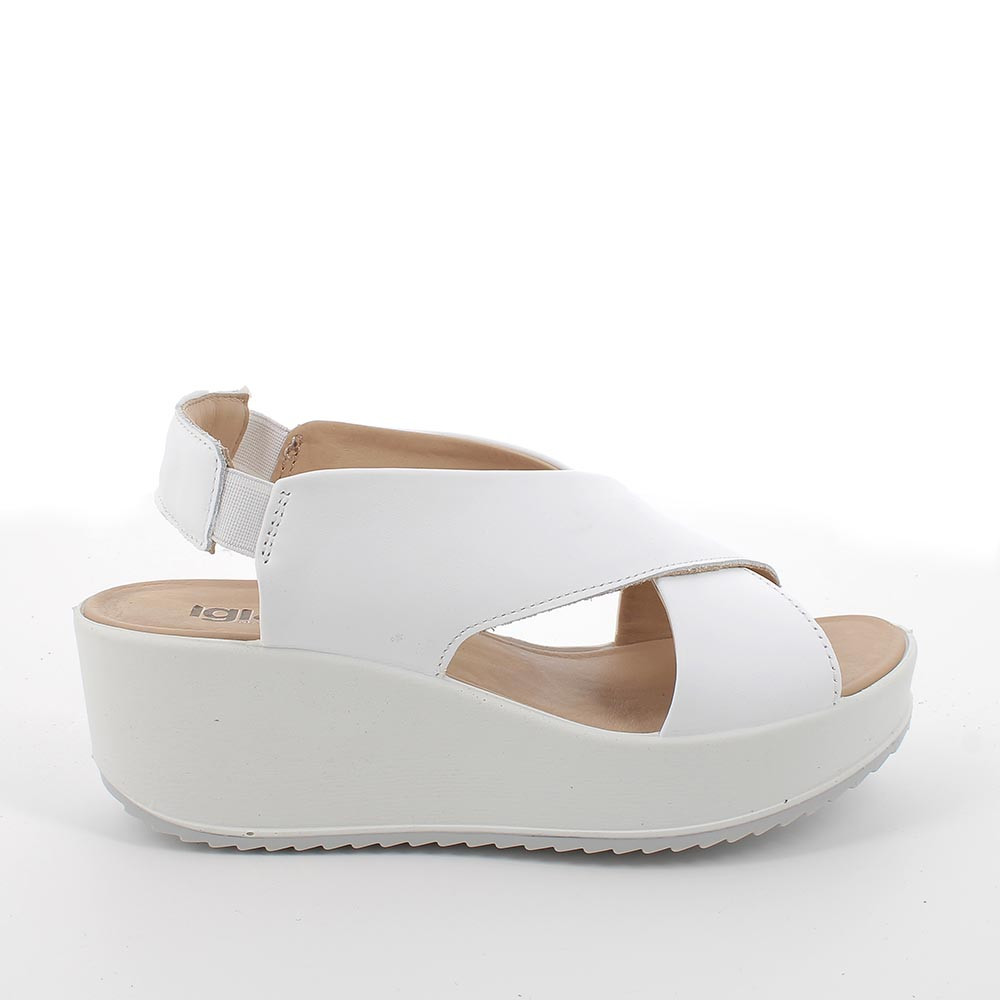 Sandalo zeppa top bianco