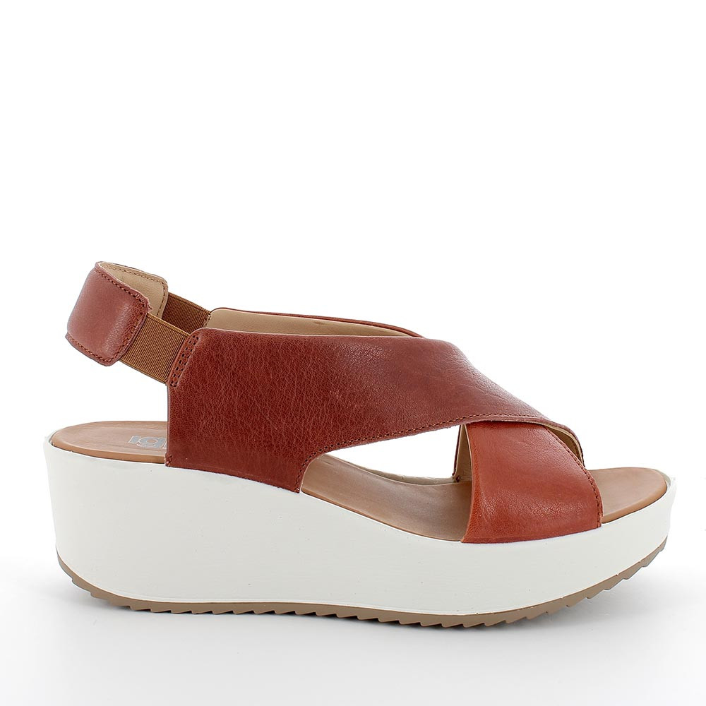 Soft leather top wedge sandals