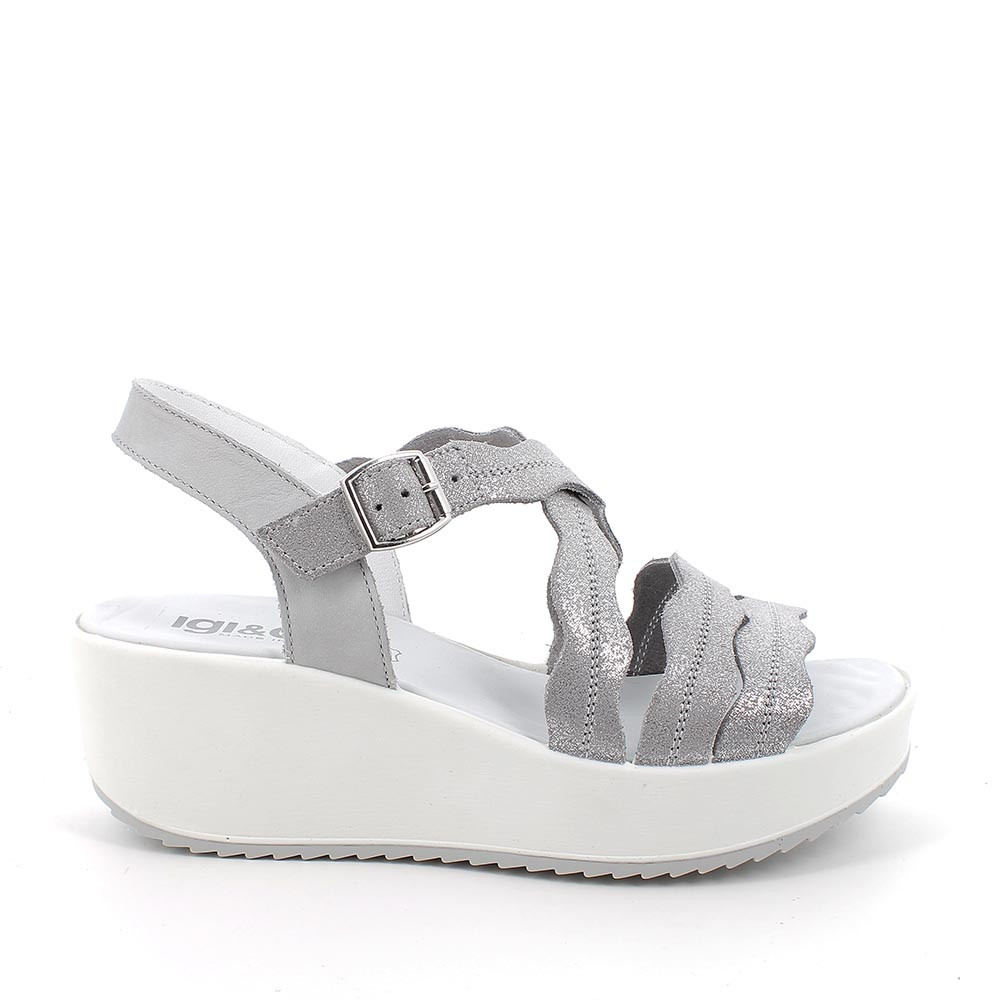 Ladies silver cheap wedge sandals
