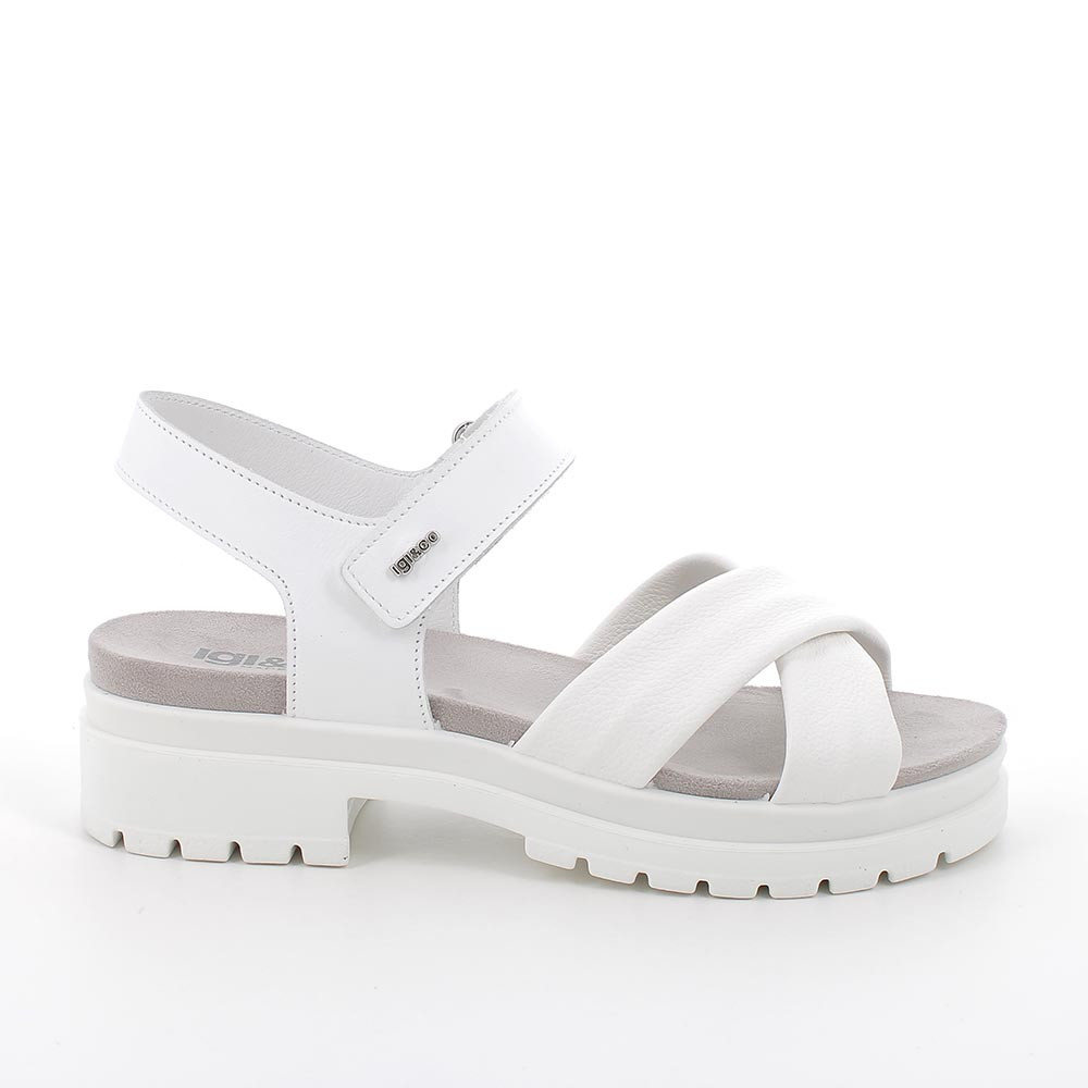 Sandalo con tacco da donna bianco