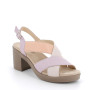 Sandalo con tacco in pelle da donna lilla-panna-rosa Sandalo con tacco in pelle da donna lilla-panna-rosa