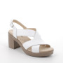 Sandalo con tacco in pelle da donna bianco Sandalo con tacco in pelle da donna bianco