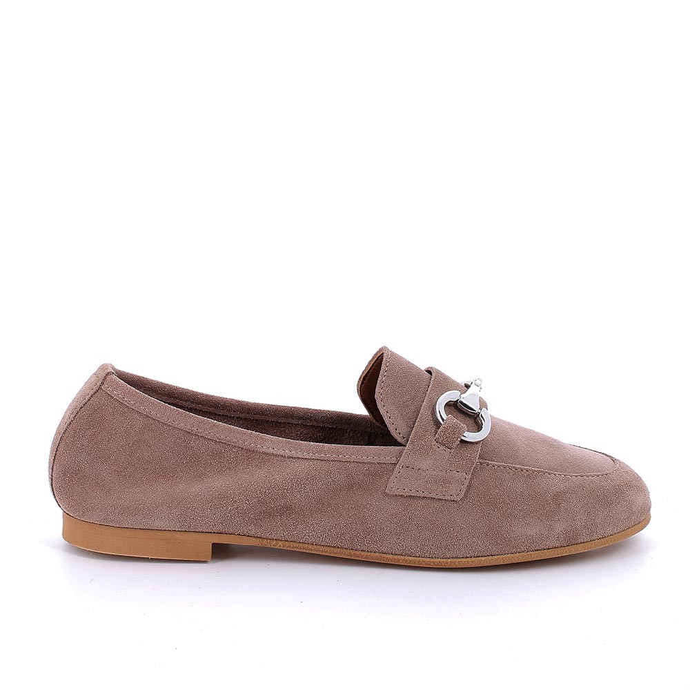 Mocassino in pelle da donna taupe