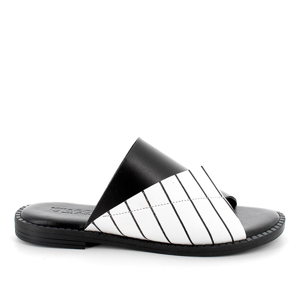 Sandalo in pelle da donna nero-bianco