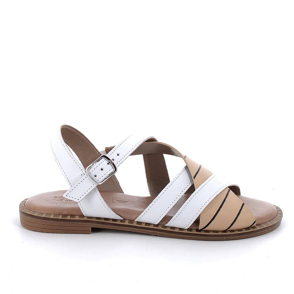 Sandalo in pelle da donna bianco-sabbia
