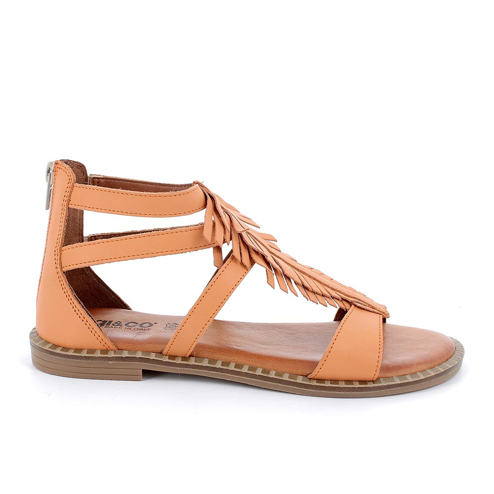 Sandalo in pelle da donna arancione