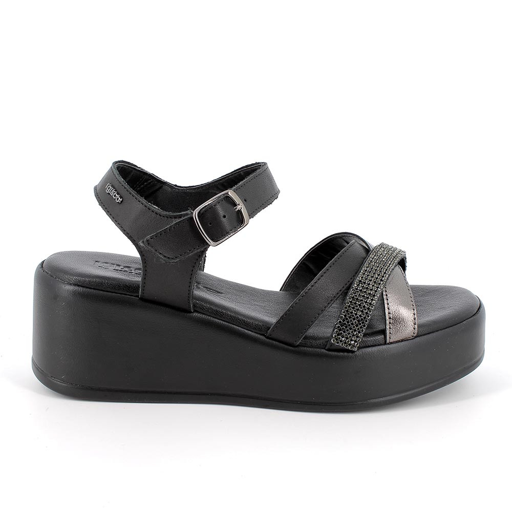 Sandalo con zeppa nero discount