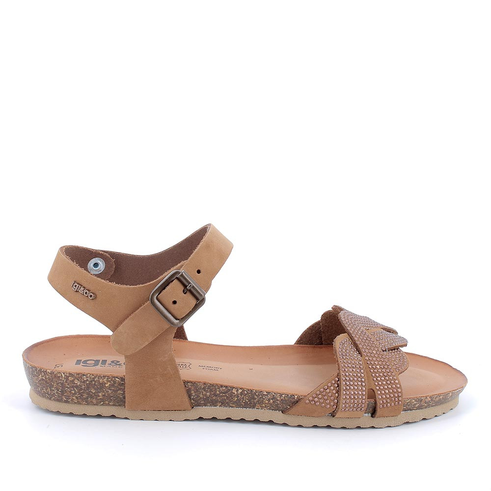 Sandalo in pelle da donna brandy