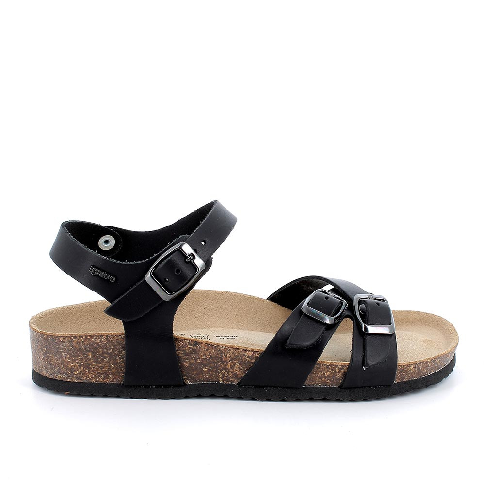 Sandalo in pelle da donna nero