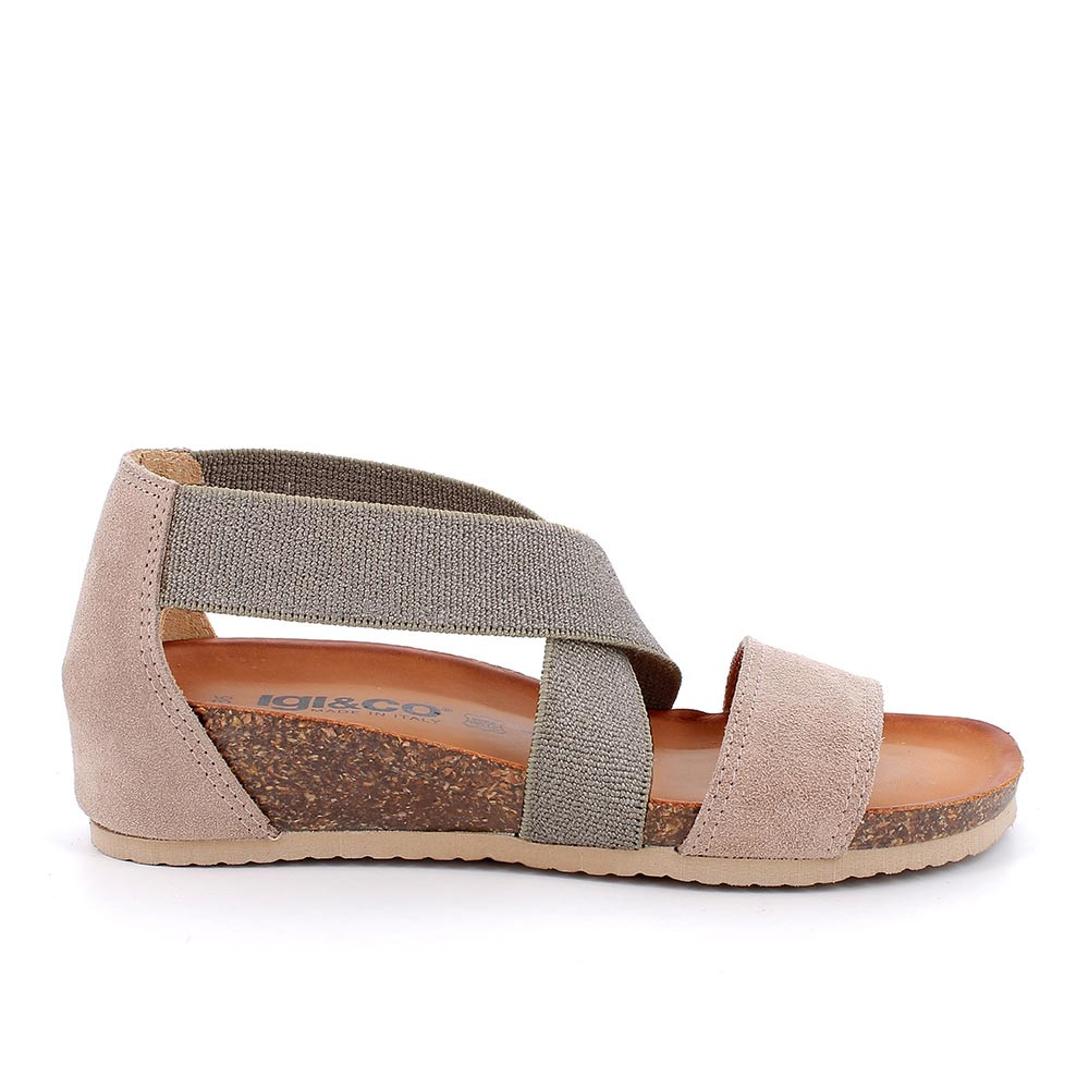 Sandalia de piel de señora taupe