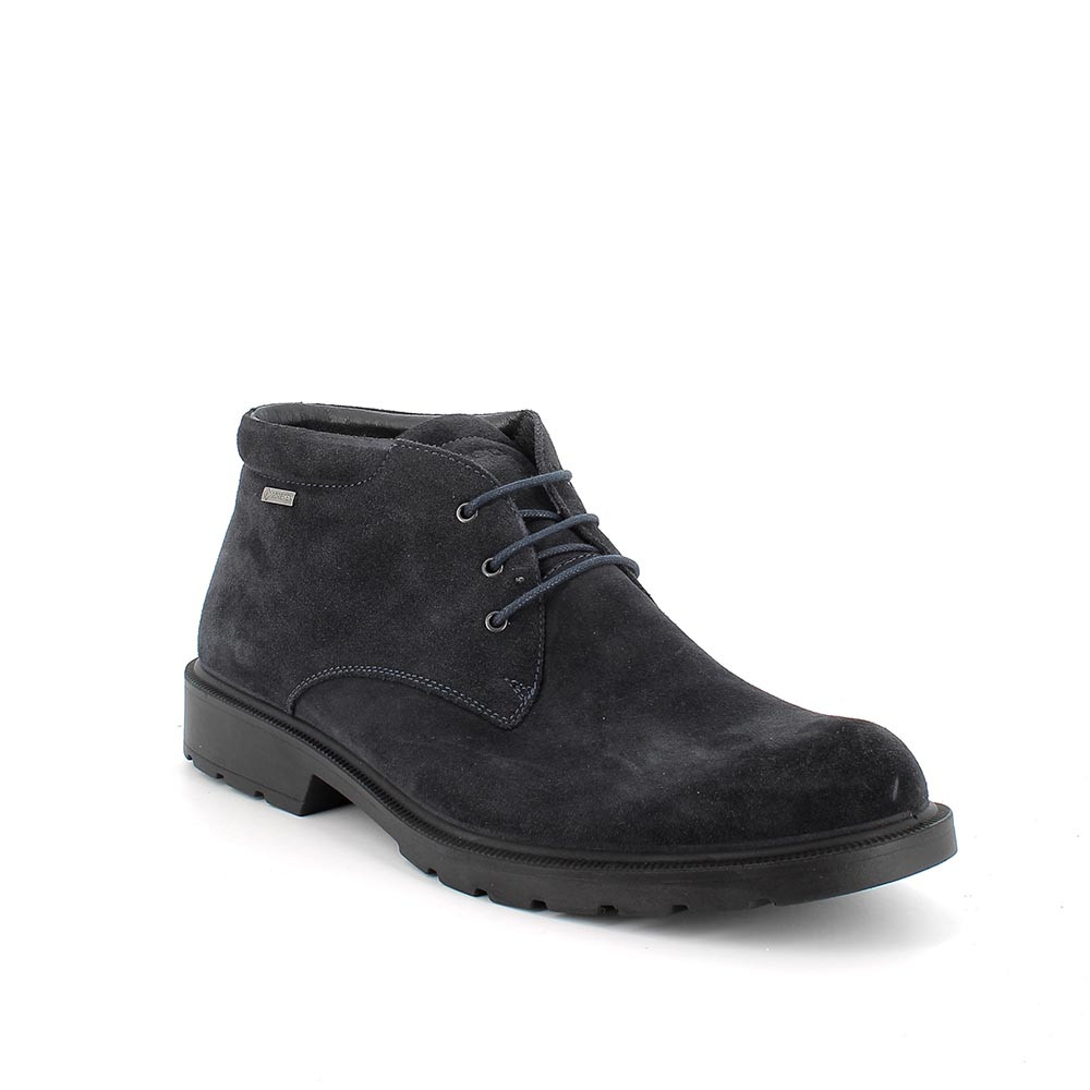 Polacchine gore tex in pelle da uomo blu scuro