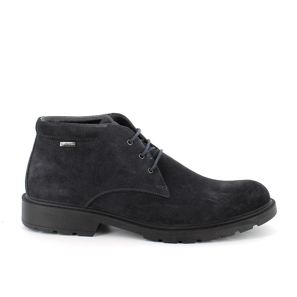 Polacchine gore tex in pelle da uomo blu scuro