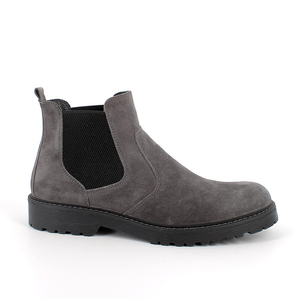Stivaletti beatles in pelle da uomo grigio scuro