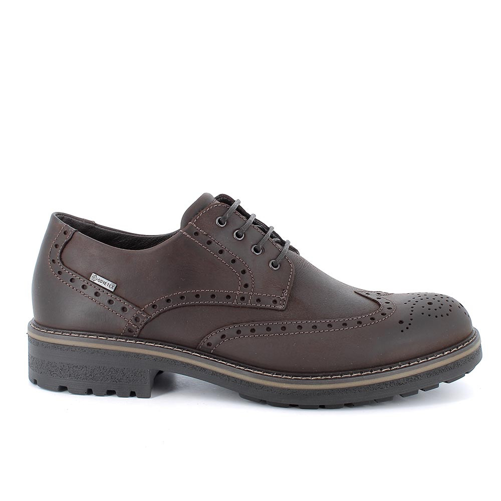 Stringate gore tex in pelle da uomo marrone scuro