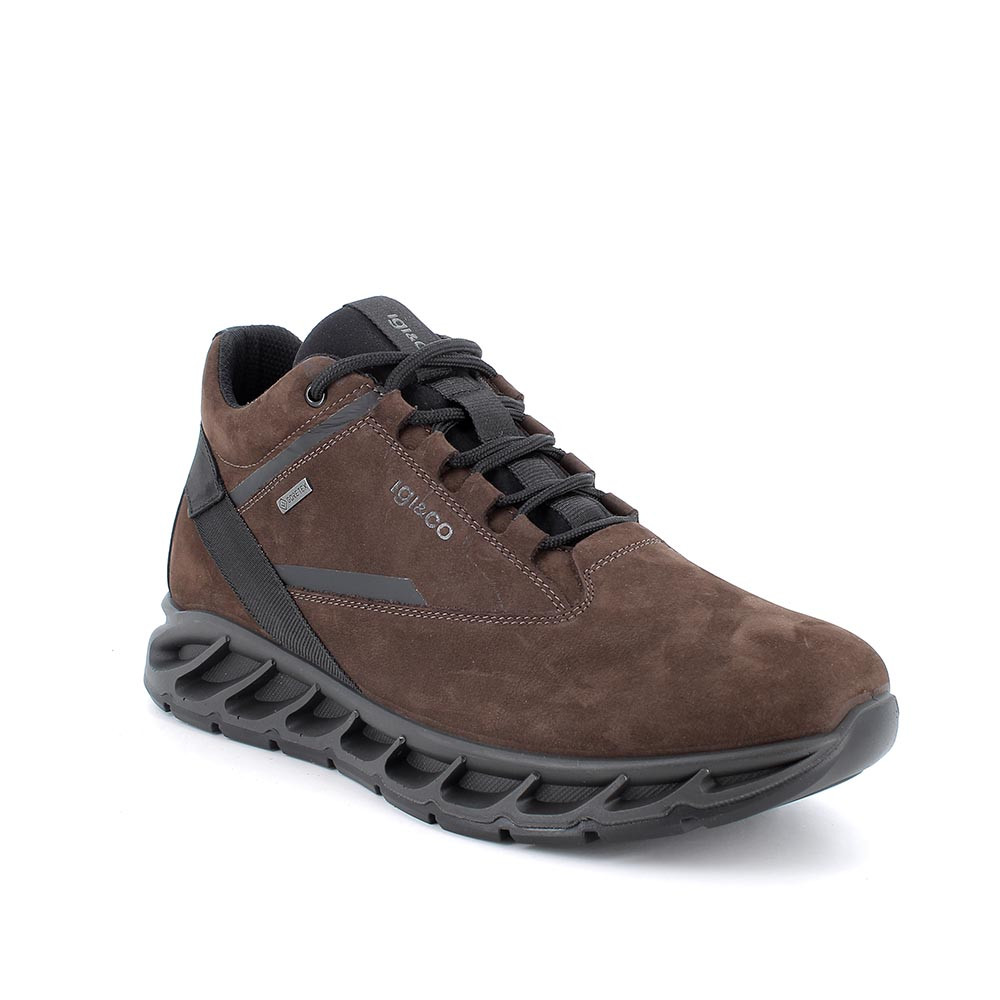 zapatillas deportivas gore-tex de caballero, en piel, color marrón oscuro