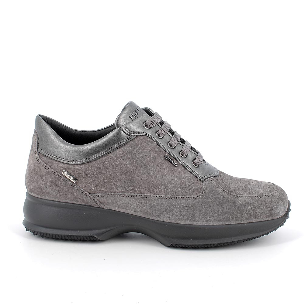 zapatillas deportivas gore-tex de señora, en piel, color gris
