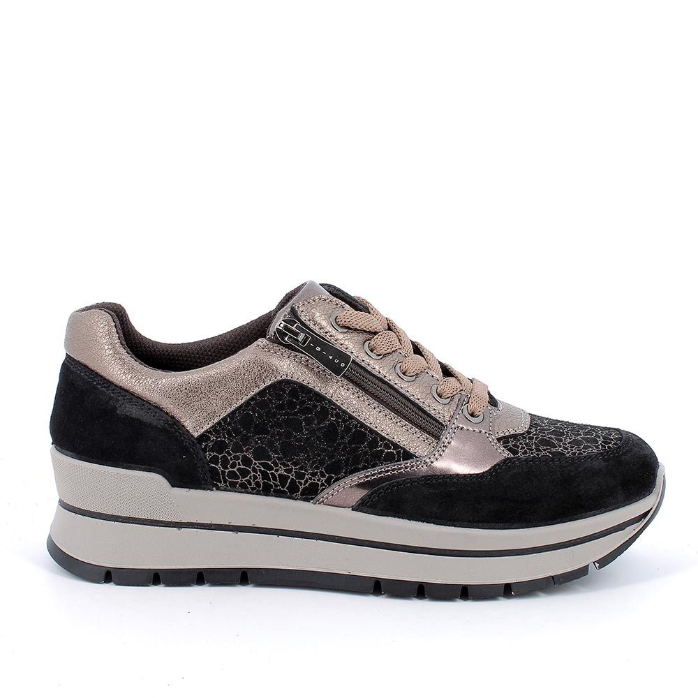 Sneakers pelle nera donna top