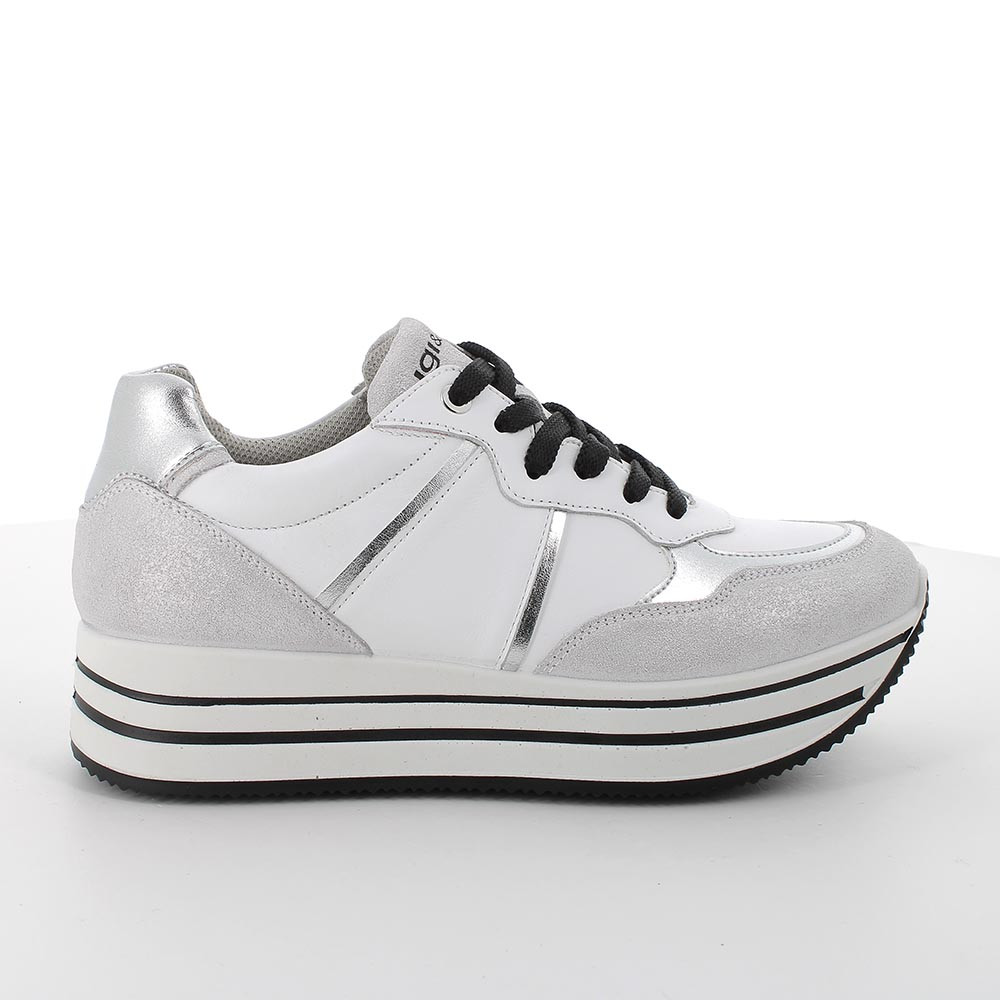 Sneakers zeppa argento outlet