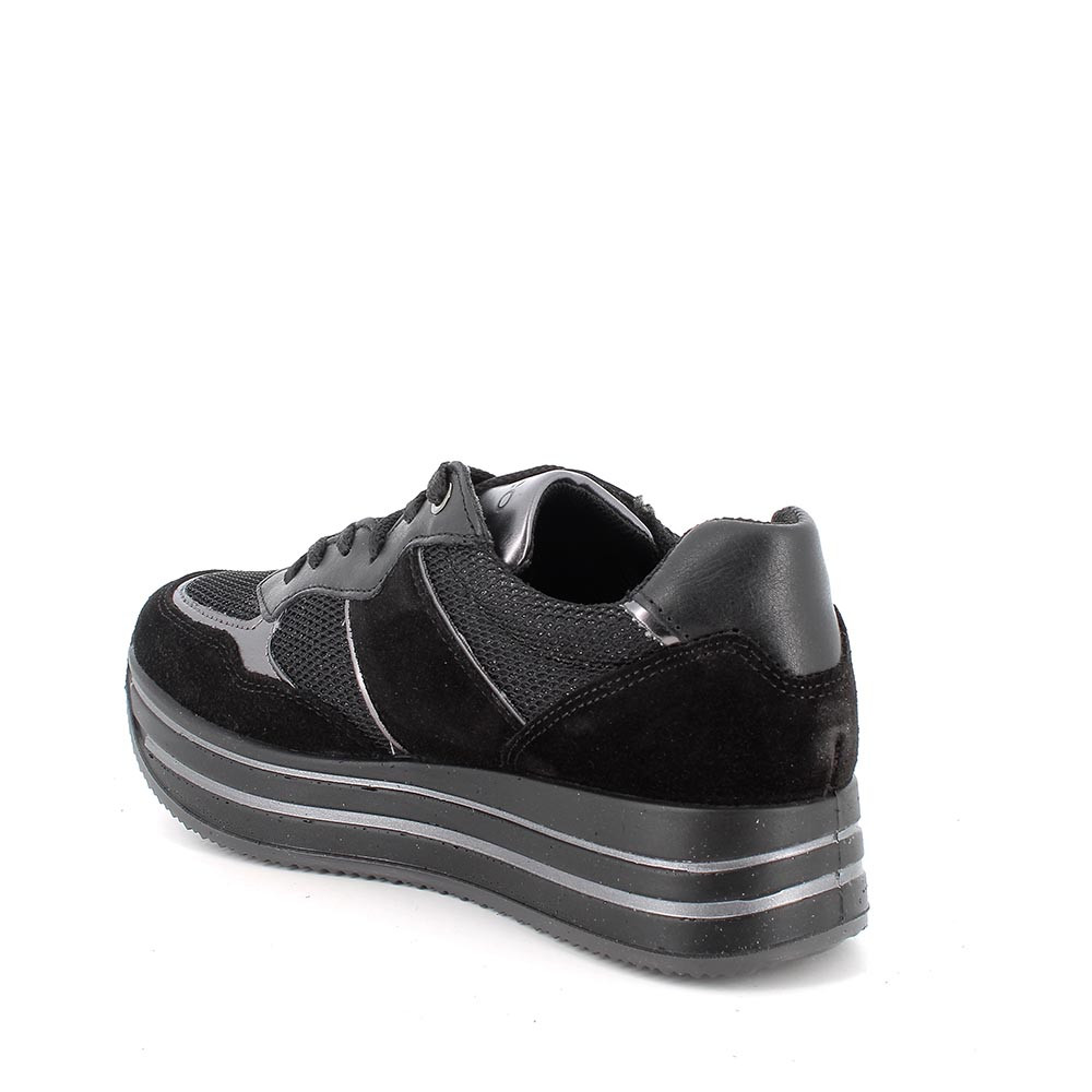 Sneakers con zeppa da donna nero glitter nero