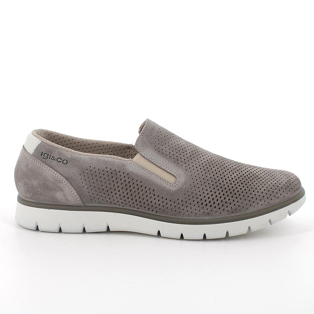 Slip on in pelle da uomo peltro