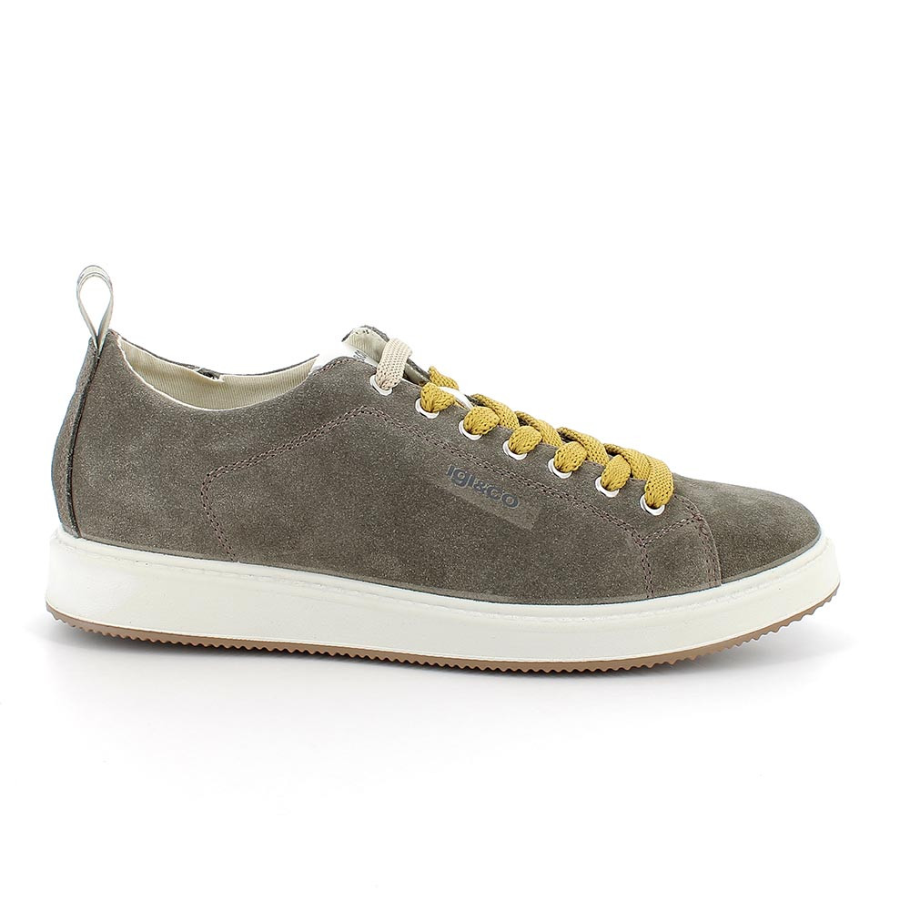 Sneakers in pelle da uomo verde militare