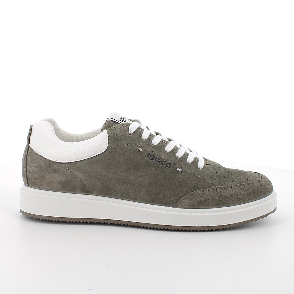 Sneakers in pelle da uomo verde militare
