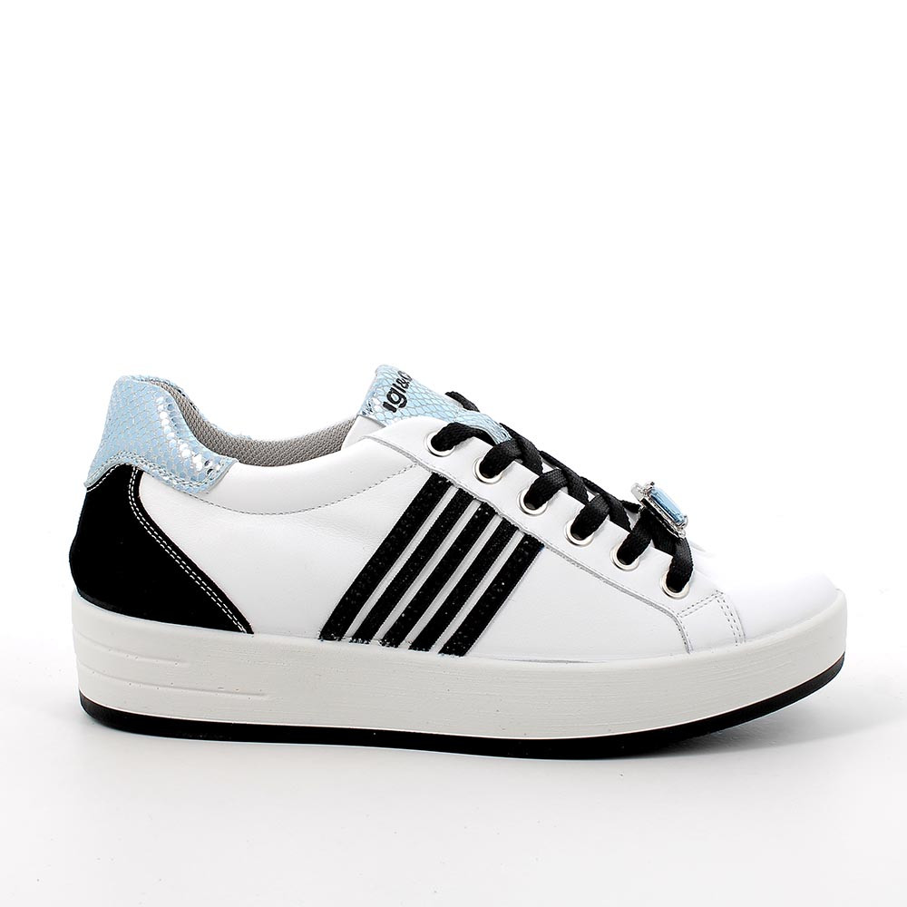 Sneakers in pelle da donna bianco-nero