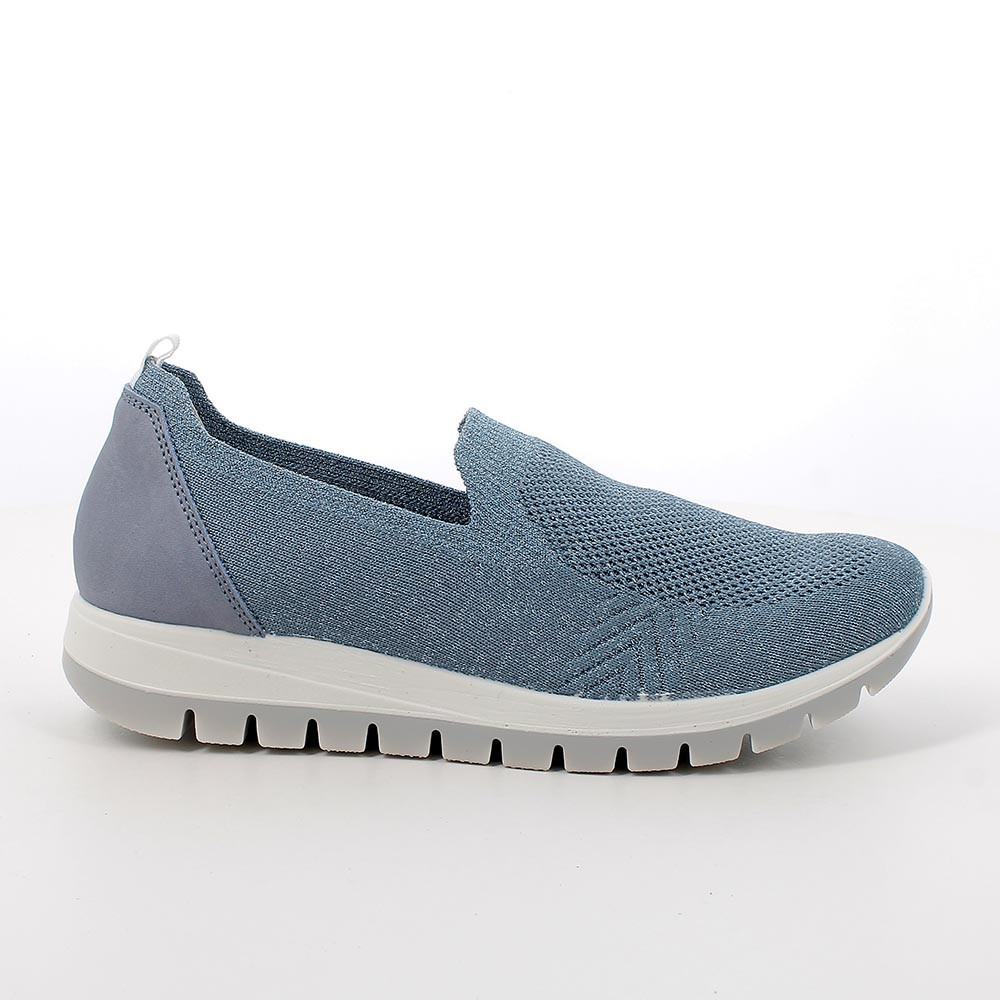 Slip on calzino da donna celeste-argento