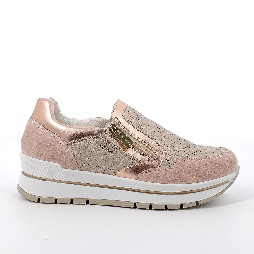 Sneakers in pelle da donna skin-champagne