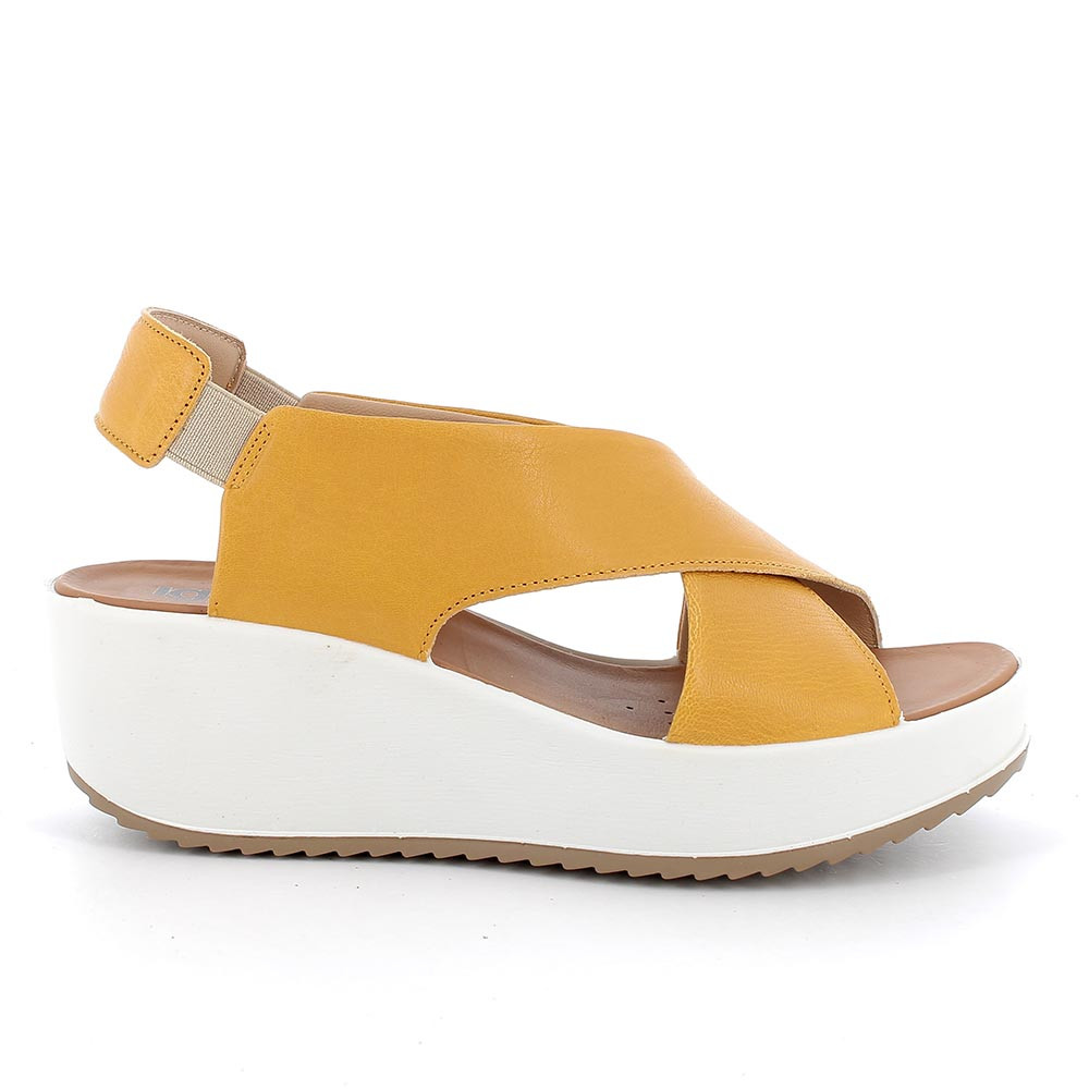 Ladies yellow wedge sandals discount