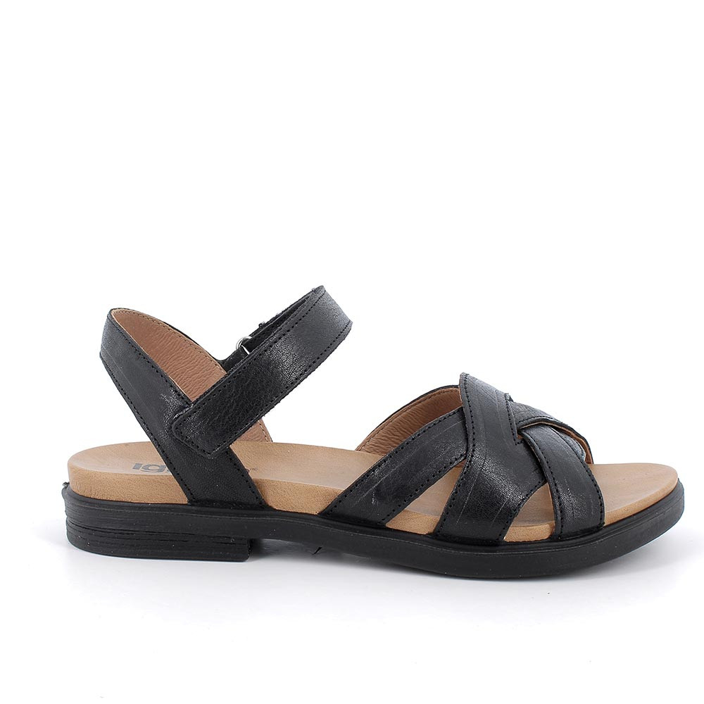 Sandali in pelle da donna nero